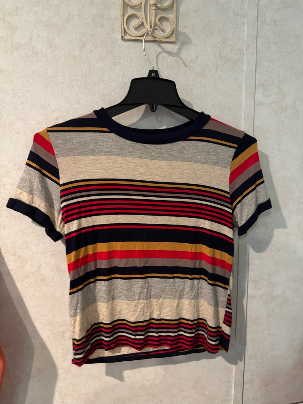 Striped Crew Neck Short-Sleeve Shirt in Multicolor